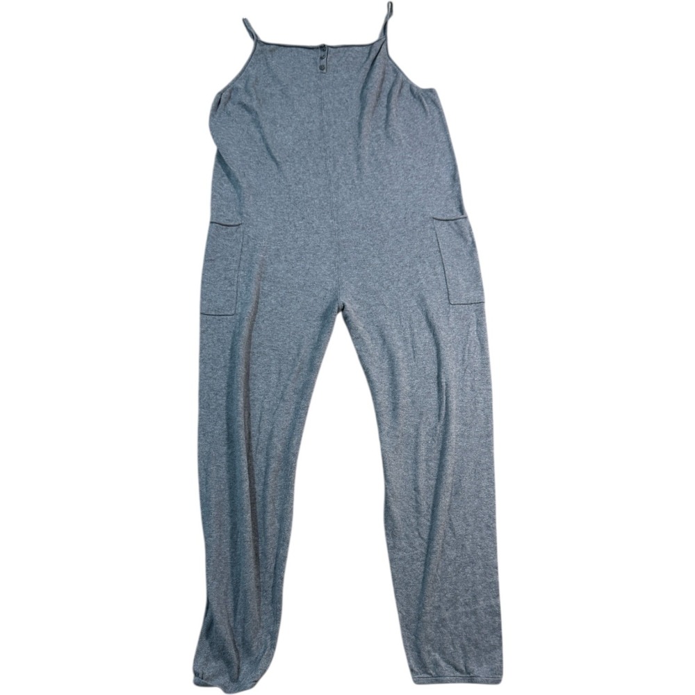 Something Navy Women's Gray Cotton Jumpsuit Casual Romper Loungewear Large